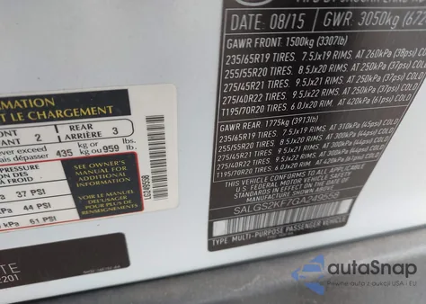 2016 Land Rover Range Rover 3.0L V6 Turbocharged Diesel Hse Td6 из США, поврежденный, VIN SALGS2KF7GA249558